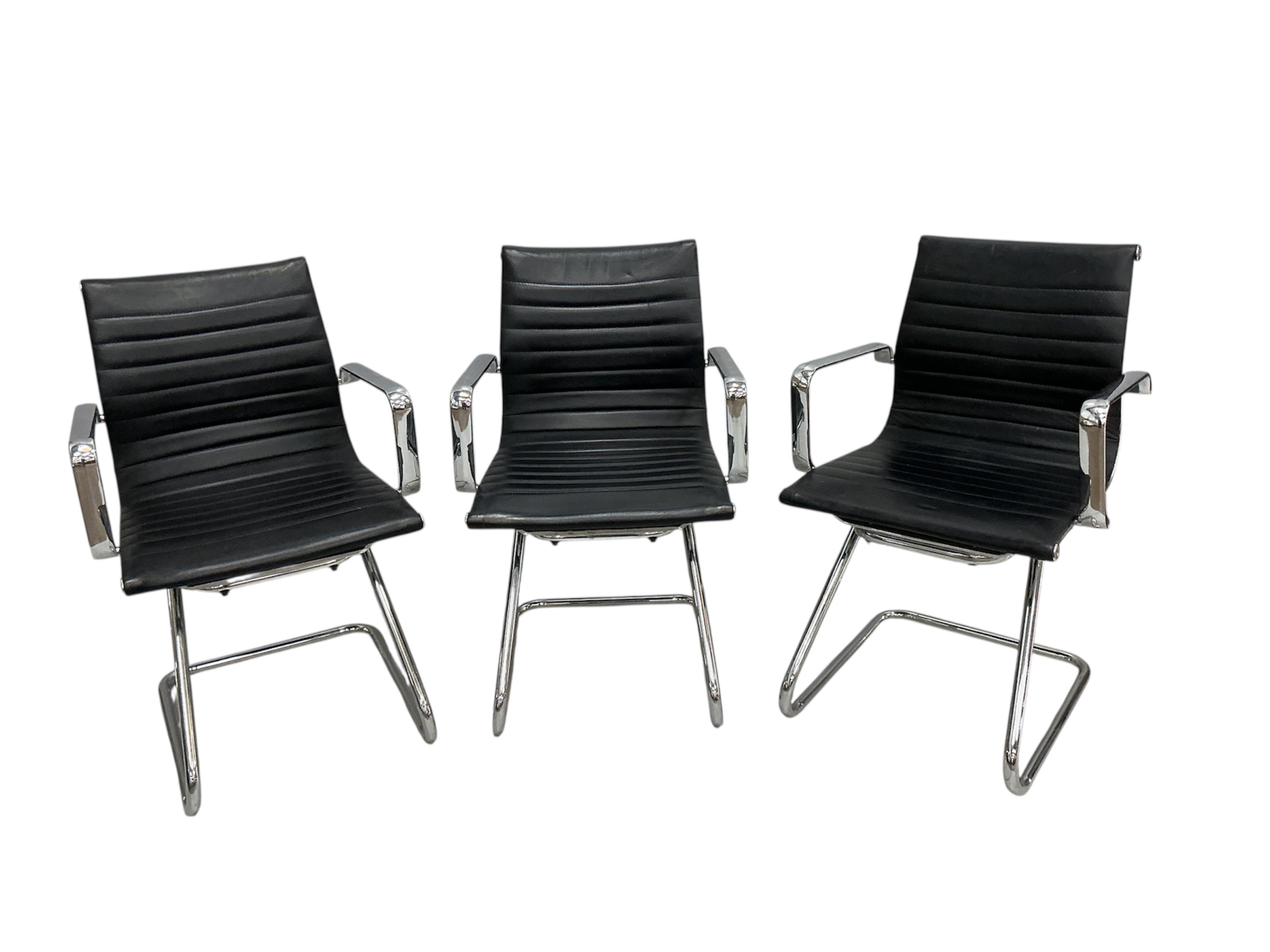 A set of seven Aria chrome chairs, width 57cm, depth 56cm, height 87cm
